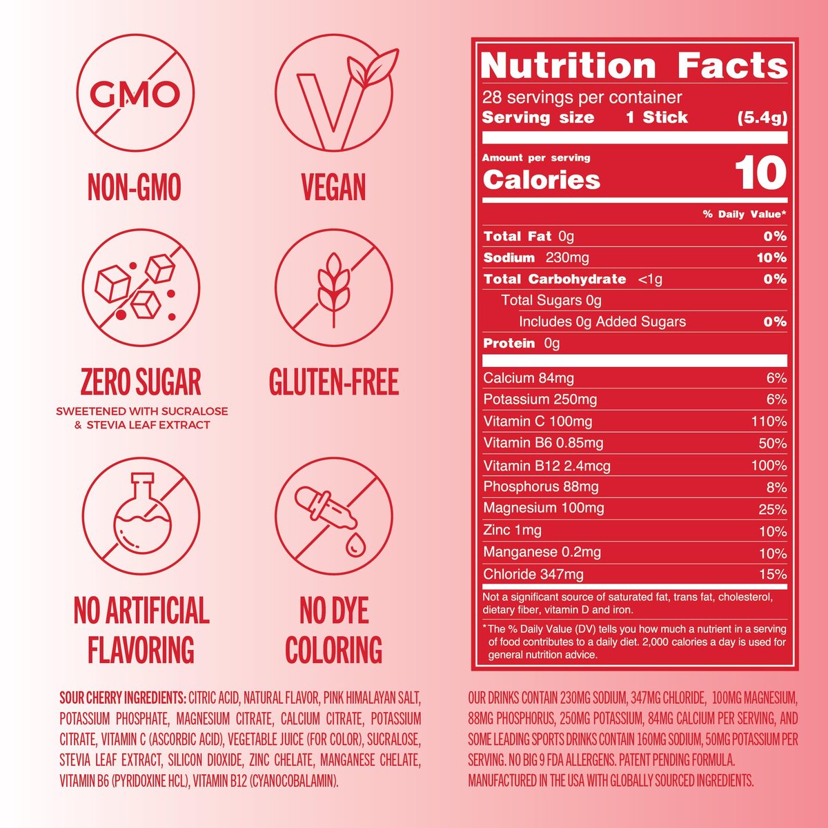 TREVI™ Everyday Sugar Free Electrolytes - Sour Cherry - 28 Portionen - Hydrationspulver für den täglichen Bedarf