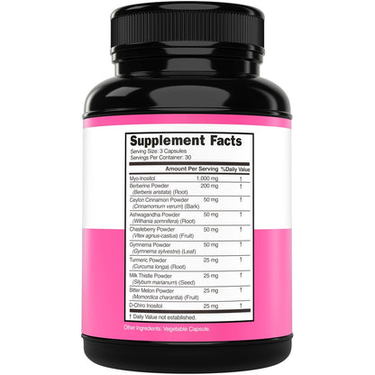Myo-Inositol & D-Chiro Inositol Kapseln für Frauen – 40:1 Verhältnis, Hormonbalance, 10-in-1 Formel, 90 Kapseln