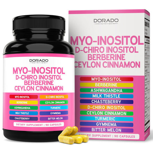 Myo-Inositol & D-Chiro Inositol Kapseln für Frauen – 40:1 Verhältnis, Hormonbalance, 10-in-1 Formel, 90 Kapseln