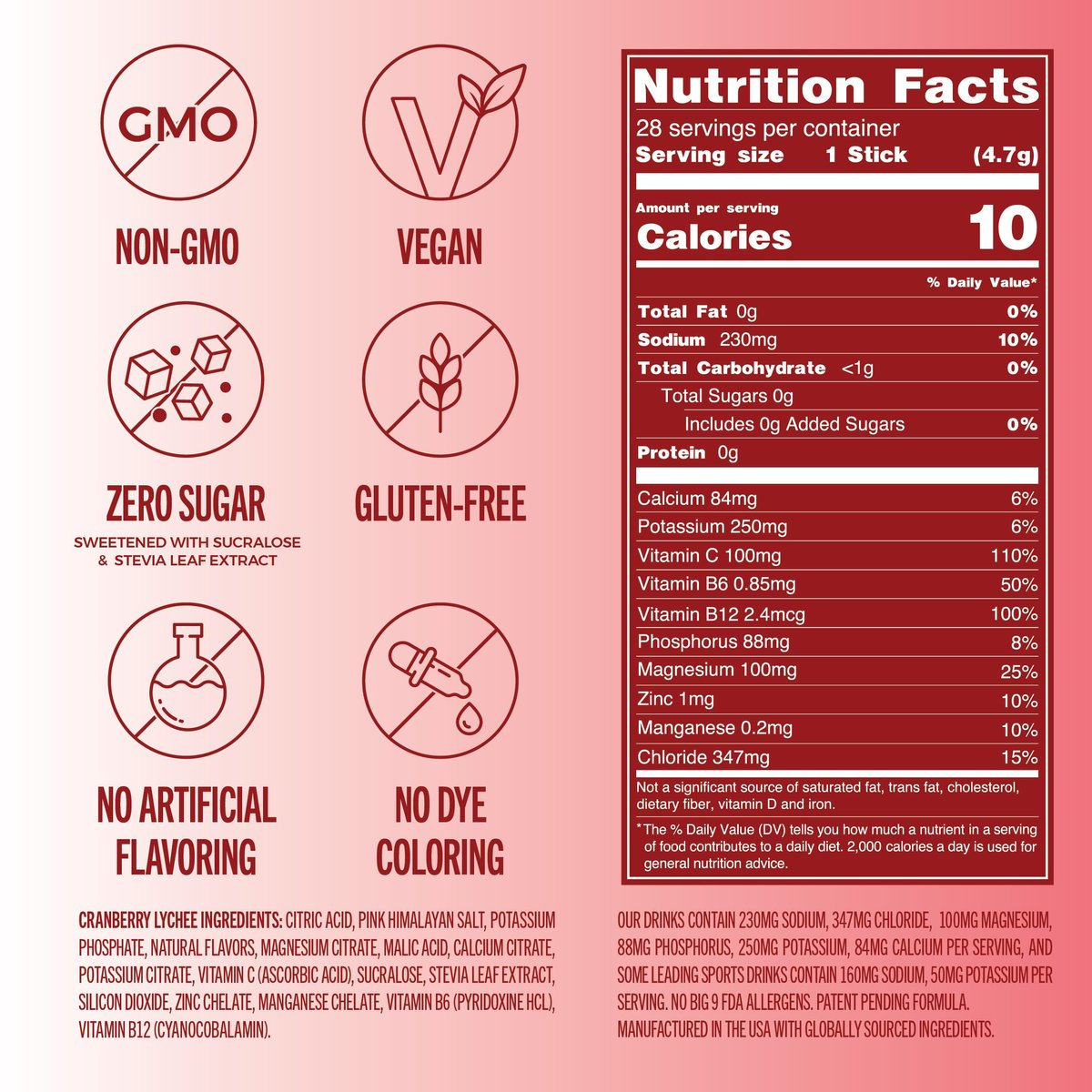 TREVI™ Everyday Sugar Free Electrolytes - Cranberry Lychee - 28 Portionen - Zuckerfreies Hydrationspulver