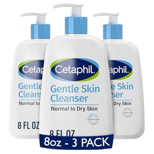 Cetaphil Gesichtsreinigung, Feuchtigkeitsspendender Sanfter Hautreiniger für trockene bis normale empfindliche Haut, 8 oz, Packung mit 3, Duftfrei, Seifenfrei und Nicht schäumend