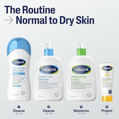 Cetaphil Feuchtigkeitscreme für Gesicht & Körper, Hydratisierende Lotion für alle Hauttypen, geeignet für empfindliche Haut, 8 oz, Pack mit 3
