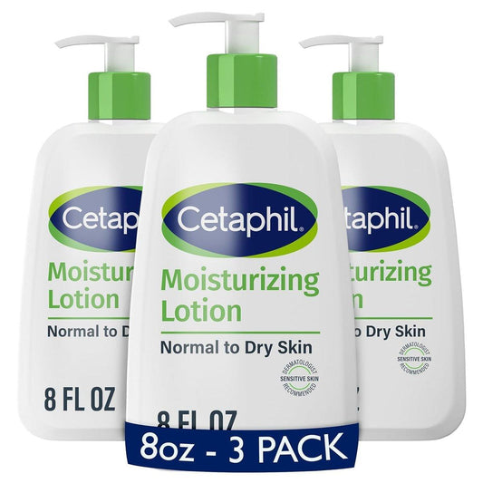 Cetaphil Feuchtigkeitscreme für Gesicht & Körper, Hydratisierende Lotion für alle Hauttypen, geeignet für empfindliche Haut, 8 oz, Pack mit 3