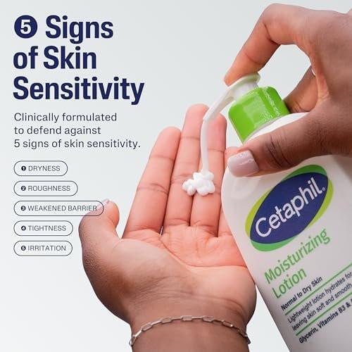 Cetaphil Feuchtigkeitscreme für Gesicht & Körper, Hydratisierende Lotion für alle Hauttypen, geeignet für empfindliche Haut, 8 oz, Pack mit 3