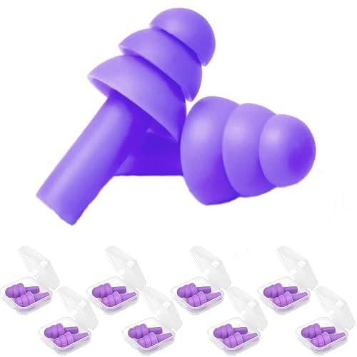 Ohrstöpsel zum Schlafen, Geräuschunterdrückung, wiederverwendbare Ohrstöpsel – superweich, Silikon-Ohrstöpsel, 8 Paare, für Schlafen, Schwimmen, Schnarchen, Konzerte, Arbeit, laute Orte (8 Farben)