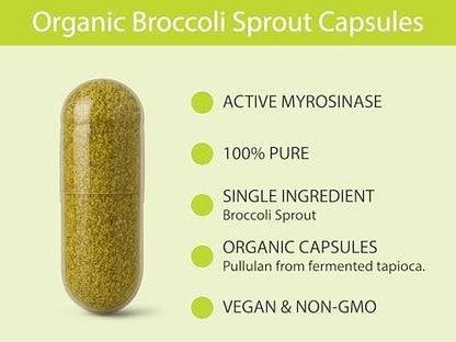 KOYAH - Bio Brokkoli Sprossen Kapseln – Gefriergetrocknete ganze Brokkolisprossen – 3rd Party getestet auf aktive Myrosinase & Glucoraphanin (Sulforaphan-Glucosinolat) – 60 Kapseln