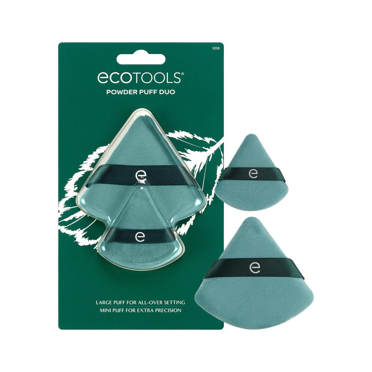 EcoTools Powder Puff Duo – Großer & Mini Puderpuff für lose & gepresste Puder, präzises Auftragen unter den Augen & in der T-Zone, weiche Make-up-Puffs, vegan & tierversuchsfrei, 2-teiliges Set