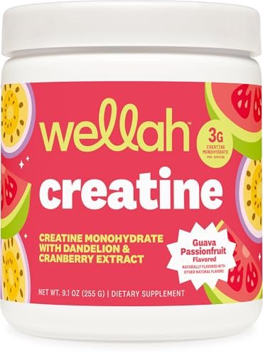 Wellah Creatin für Frauen – Creatin-Monohydrat mit Löwenzahn & Cranberry-Extrakt (50 Portionen, Guave-Passionsfrucht)
