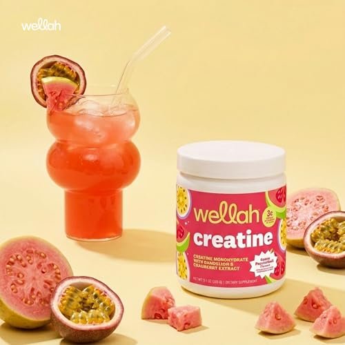 Wellah Creatin für Frauen – Creatin-Monohydrat mit Löwenzahn & Cranberry-Extrakt (50 Portionen, Guave-Passionsfrucht)