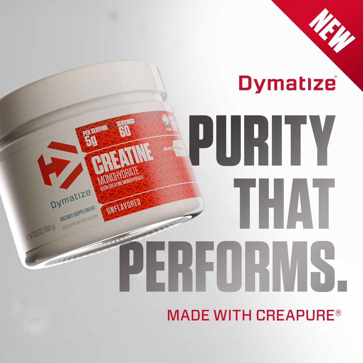 Dymatize Creatin-Monohydrat-Pulver mit CREAPURE (Produkt aus Deutschland), 5 g pro Portion, 60 Portionen (300 g), Creatin für Frauen und Männer, glutenfrei