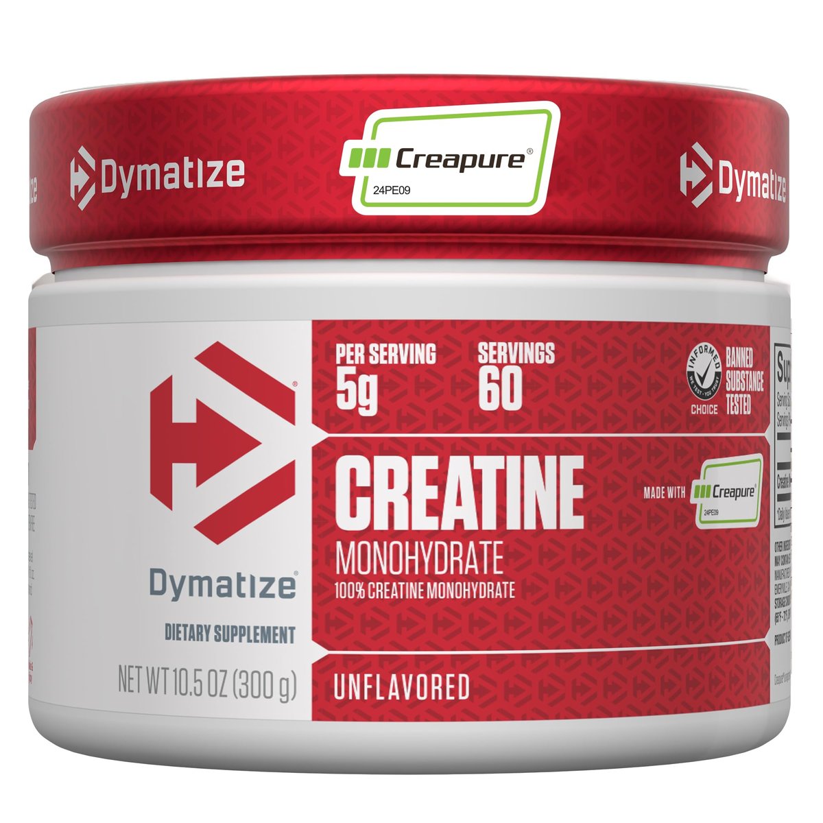 Dymatize Creatin-Monohydrat-Pulver mit CREAPURE (Produkt aus Deutschland), 5 g pro Portion, 60 Portionen (300 g), Creatin für Frauen und Männer, glutenfrei