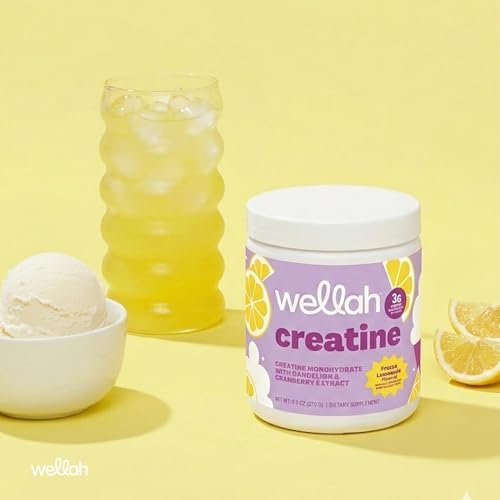 Wellah Creatin für Frauen – Kreatin-Monohydrat mit Löwenzahn & Cranberry-Extrakt (50 Portionen, Gefrorene Limonade)