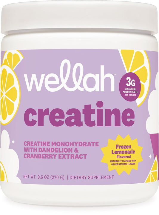 Wellah Creatin für Frauen – Kreatin-Monohydrat mit Löwenzahn & Cranberry-Extrakt (50 Portionen, Gefrorene Limonade)