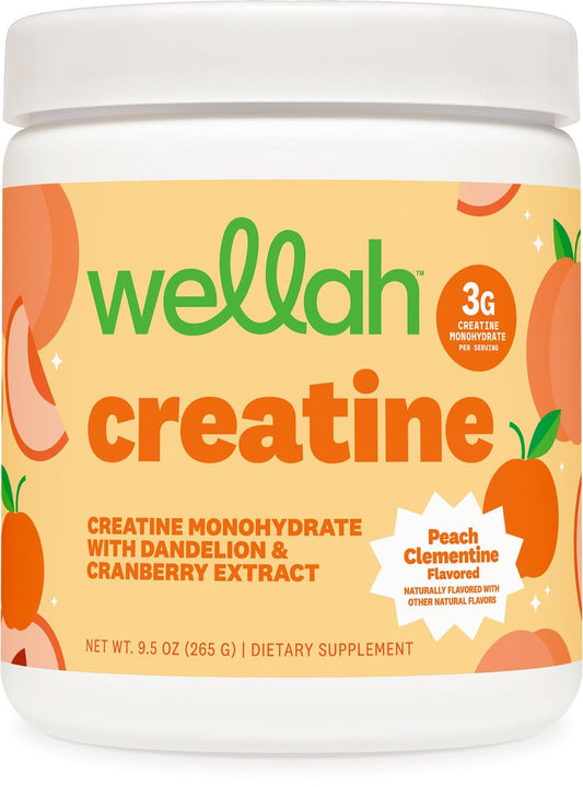 Wellah Creatine für Frauen – Creatin-Monohydrat mit Löwenzahn & Cranberry-Extrakt (50 Portionen, Clementine-Pfirsich)