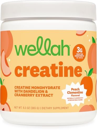 Wellah Creatine für Frauen – Creatin-Monohydrat mit Löwenzahn & Cranberry-Extrakt (50 Portionen, Clementine-Pfirsich)