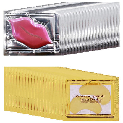 TIRDET 40 Paar 24K Gold Gel Crystal Collagen Augenpflaster & Lippenmasken für dunkle Augenringe, Junggesellinnenabschied Partygeschenke, Galentines Day Geschenke, Brautjungferngeschenke im Bulk