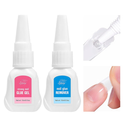 GELLAKTIK Neu verbesserter schnell trocknender 15g Superstarker Nagelkleber Gel mit 15ml Nagelkleberentferner für Press-On-Nägel, kein UV-Licht nötig – hält über 30 Tage, Tropfer-Typ zum einfachen Entfernen