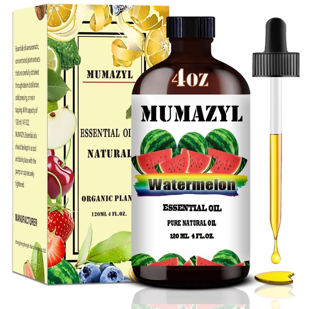 MUMAZYL Wassermelone Ätherisches Öl – 4 Fl Oz (120 ml) für Diffuser, Luftbefeuchter, Yoga, Reinigung, DIY-Kerzen, Seifenherstellung