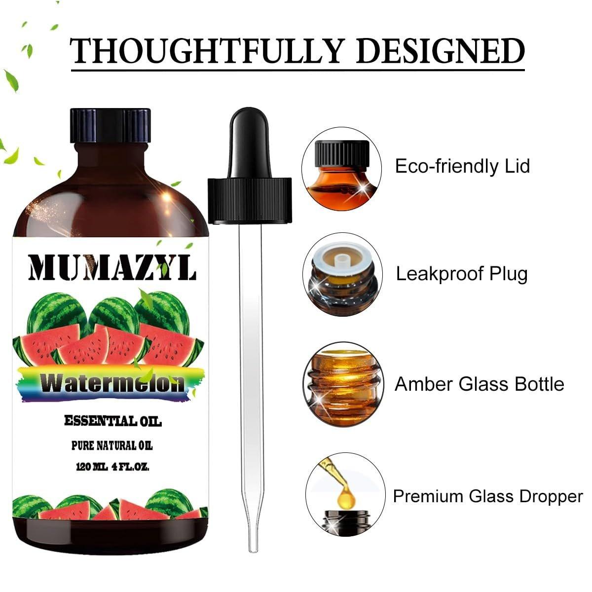 MUMAZYL Wassermelone Ätherisches Öl – 4 Fl Oz (120 ml) für Diffuser, Luftbefeuchter, Yoga, Reinigung, DIY-Kerzen, Seifenherstellung