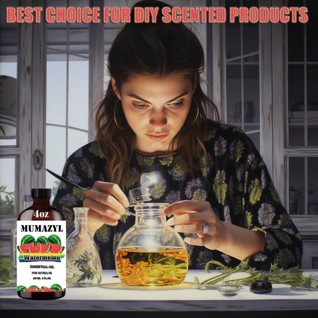 MUMAZYL Wassermelone Ätherisches Öl – 4 Fl Oz (120 ml) für Diffuser, Luftbefeuchter, Yoga, Reinigung, DIY-Kerzen, Seifenherstellung