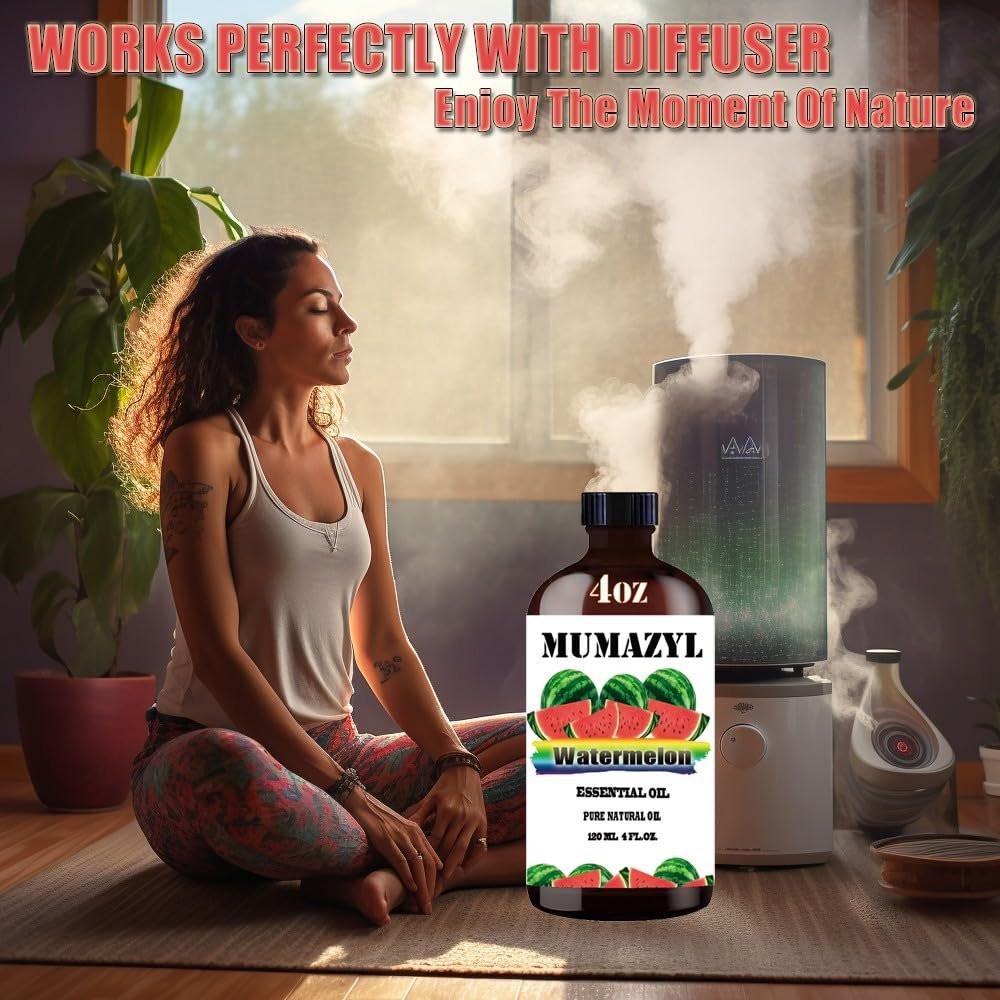 MUMAZYL Wassermelone Ätherisches Öl – 4 Fl Oz (120 ml) für Diffuser, Luftbefeuchter, Yoga, Reinigung, DIY-Kerzen, Seifenherstellung
