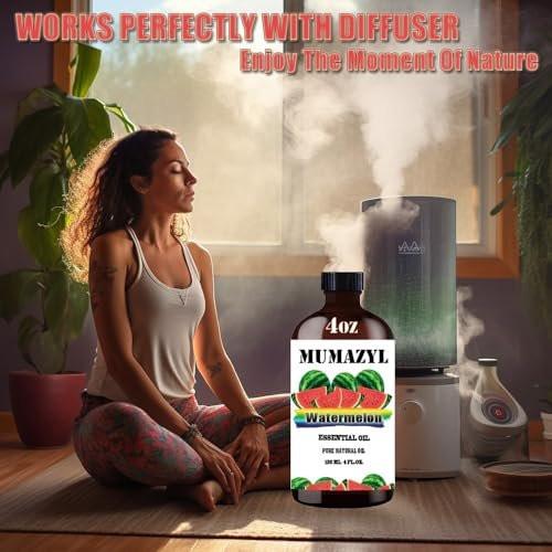 MUMAZYL Wassermelone Ätherisches Öl – 4 Fl Oz (120 ml) für Diffuser, Luftbefeuchter, Yoga, Reinigung, DIY-Kerzen, Seifenherstellung