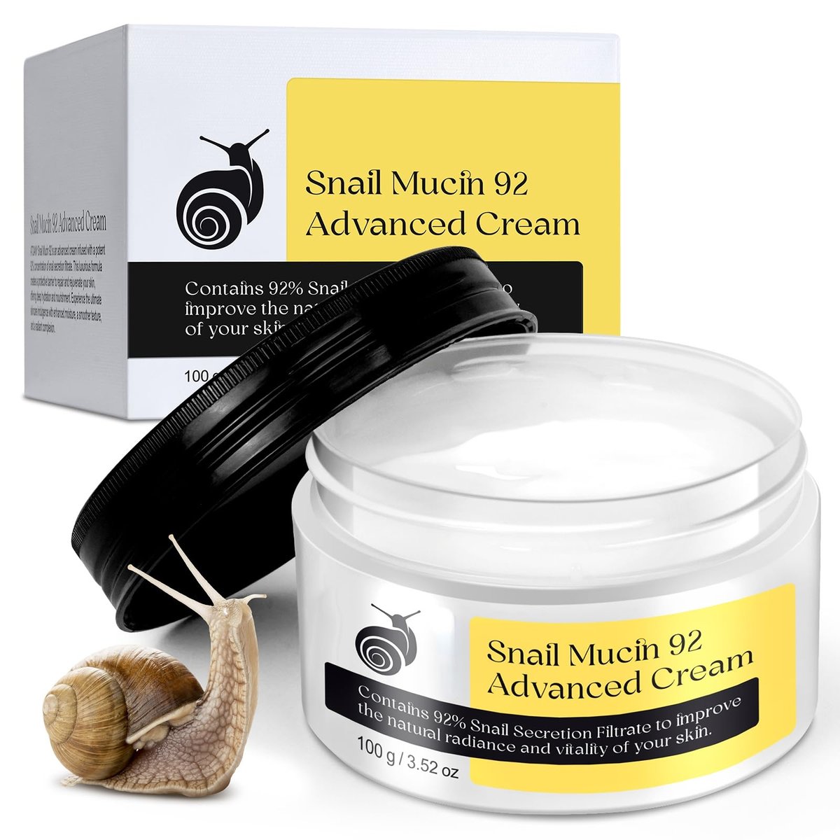 Snail Mucin 92% Repair Serum Cream - Gesichtsfeuchtigkeitscreme, Anti-Aging, Faltenreduzierung, für trockene & empfindliche Haut, alle Hauttypen - 100 g / 3,52 oz