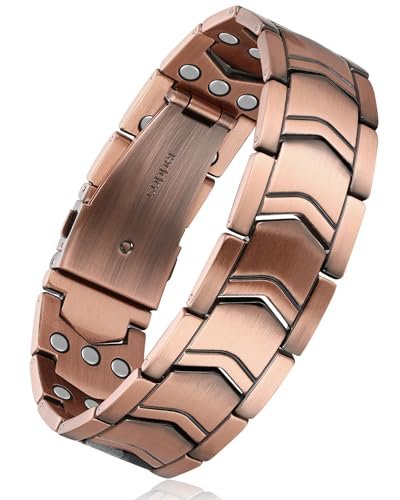 Feraco 3X Stärke Kupfer Magnetarmband für Herren - 99,99% Reines Kupfer mit 3800 Gauss Magneten