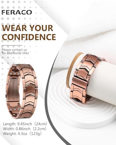 Feraco 3X Stärke Kupfer Magnetarmband für Herren - 99,99% Reines Kupfer mit 3800 Gauss Magneten