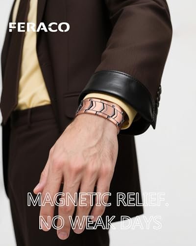 Feraco 3X Stärke Kupfer Magnetarmband für Herren - 99,99% Reines Kupfer mit 3800 Gauss Magneten