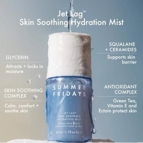 Summer Fridays Jet Lag™ Essentials – Mini Hautpflege-Set mit Feuchtigkeitsmaske, Augenpflastern, Serum & Gesichtsspray – Reisegröße (4-teilig)