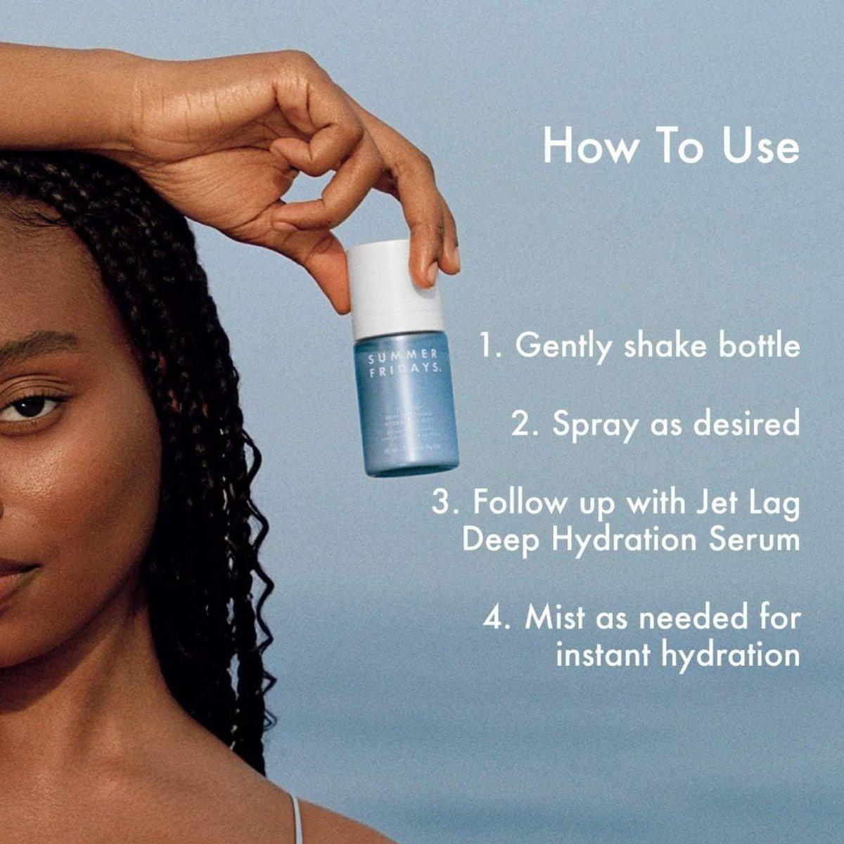 Summer Fridays Jet Lag™ Essentials – Mini Hautpflege-Set mit Feuchtigkeitsmaske, Augenpflastern, Serum & Gesichtsspray – Reisegröße (4-teilig)