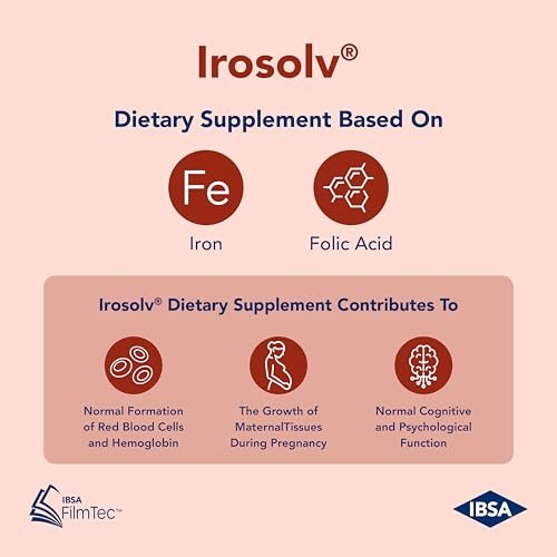 Irosolv – IBSA Eisen – Nahrungsergänzungsmittel – 30 mg Eisen + 400 µg Folsäure – 30 orale Auflösestreifen für sofortige Freisetzung und gute Verträglichkeit – Glutenfrei, Laktosefrei, Zuckerfrei, Nicht-GVO