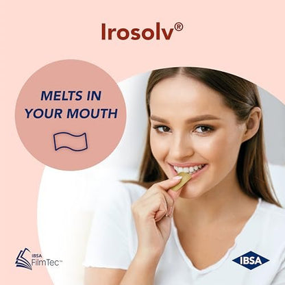 Irosolv – IBSA Eisen – Nahrungsergänzungsmittel – 30 mg Eisen + 400 µg Folsäure – 30 orale Auflösestreifen für sofortige Freisetzung und gute Verträglichkeit – Glutenfrei, Laktosefrei, Zuckerfrei, Nicht-GVO
