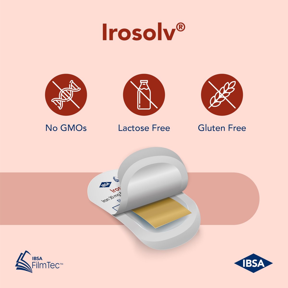 Irosolv – IBSA Eisen – Nahrungsergänzungsmittel – 30 mg Eisen + 400 µg Folsäure – 30 orale Auflösestreifen für sofortige Freisetzung und gute Verträglichkeit – Glutenfrei, Laktosefrei, Zuckerfrei, Nicht-GVO