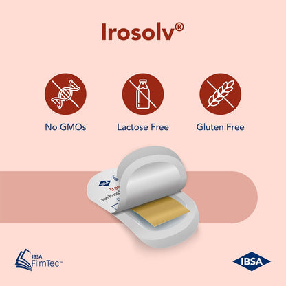 Irosolv – IBSA Eisen – Nahrungsergänzungsmittel – 30 mg Eisen + 400 µg Folsäure – 30 orale Auflösestreifen für sofortige Freisetzung und gute Verträglichkeit – Glutenfrei, Laktosefrei, Zuckerfrei, Nicht-GVO