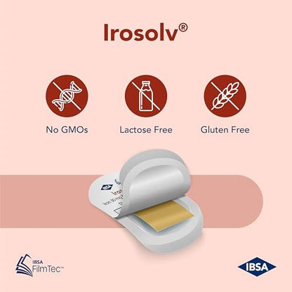 Irosolv – IBSA Eisen – Nahrungsergänzungsmittel – 30 mg Eisen + 400 µg Folsäure – 30 orale Auflösestreifen für sofortige Freisetzung und gute Verträglichkeit – Glutenfrei, Laktosefrei, Zuckerfrei, Nicht-GVO