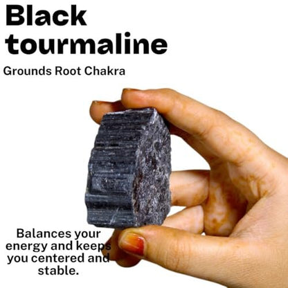 Große 1,25–2,0 Zoll natürliche schwarze Turmalinkristalle rohe Steine  für Meditation, Chakra, Reiki, Kristallgitter, Energiearbeit, Drahtwickeln, Trommeln & spirituelle Wohndekoration