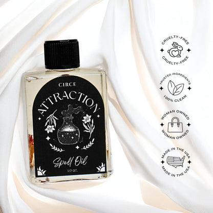 CIRCE Attraction Spell Oil – Magnetische Energie, Positivität & Liebe anziehen – für Bäder, Rituale und als Duft – mit Rosenblättern, Zimtchips und Traubenkernöl – 15 ml