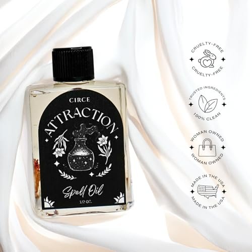 CIRCE Attraction Spell Oil – Magnetische Energie, Positivität & Liebe anziehen – für Bäder, Rituale und als Duft – mit Rosenblättern, Zimtchips und Traubenkernöl – 15 ml