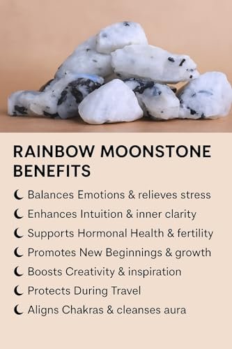 Große 1,25-2,0" Natürliche Regenbogen-Mondstein Rohkristalle für Meditation, Chakra, Reiki, Kristallgitter, Energiearbeit, Drahtwickeln & Spirituelle Wohnkultur