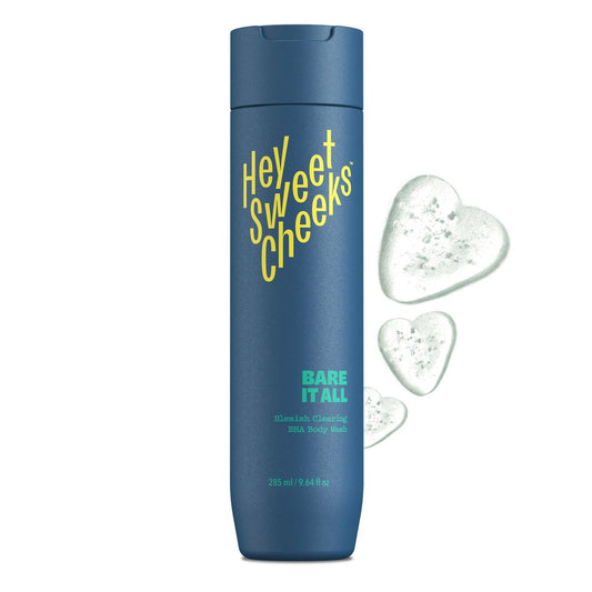 Hey Sweet Cheeks Bare It All BHA Salicylsäure Körperwaschmittel mit Hafermilch – Körperreiniger gegen Rückenpickel, Pickel am Rücken, für klare, glatte Haut, 273 g