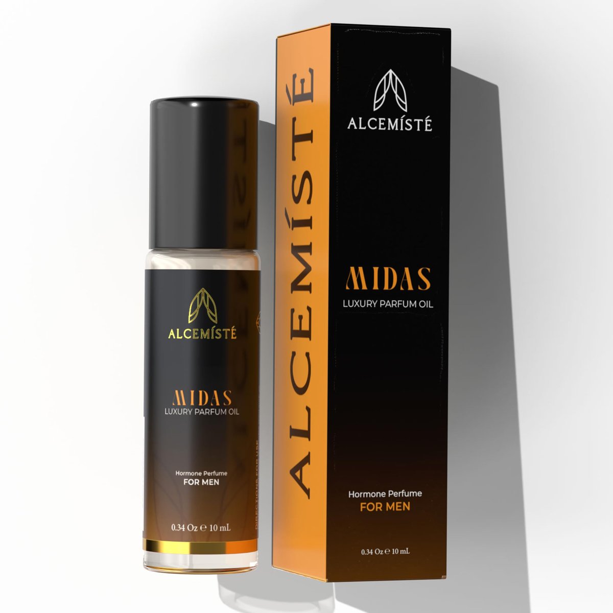 Konzentriertes Pheromon-Cologne für Männer (0,34 oz) - Ölbasiertes Parfüm mit Pheromonen - Rollerball Herrenparfüm - Reisegröße, den ganzen Tag haltende Formel - Amber, Holz und Moschus Duft