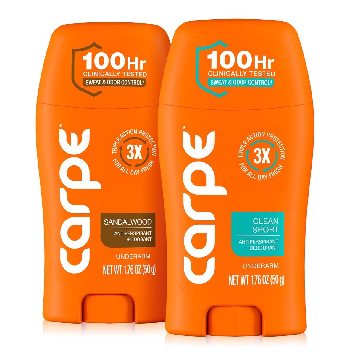 Carpe Deodorant Antiperspirant Herren Variety Pack – 100 Stunden Schweiß- und Geruchskontrolle – Klinisches Deodorant für starkes Schwitzen – Sandelholz & Clean Sport