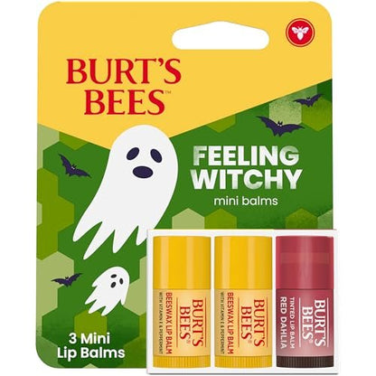 Burt's Bees Feeling Witchy Halloween Mini Lippenbalsam Geschenkset – Klassischer Bienenwachs & Rote Dahlie, 3 Tuben, 0,049 oz (1,4 g) – 100% natürliche Lippenpflege