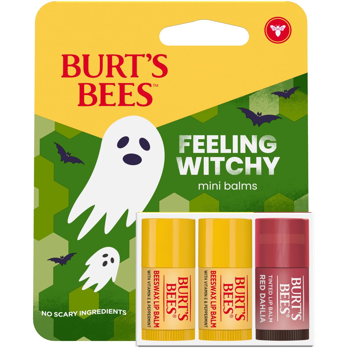 Burt's Bees Feeling Witchy Halloween Mini Lippenbalsam Geschenkset – Klassischer Bienenwachs & Rote Dahlie, 3 Tuben, 0,049 oz (1,4 g) – 100% natürliche Lippenpflege