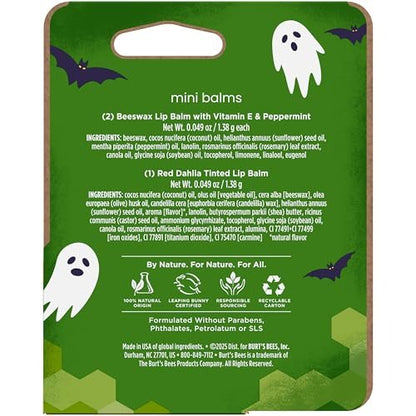 Burt's Bees Feeling Witchy Halloween Mini Lippenbalsam Geschenkset – Klassischer Bienenwachs & Rote Dahlie, 3 Tuben, 0,049 oz (1,4 g) – 100% natürliche Lippenpflege