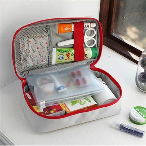 PenyaZo Erste-Hilfe-Tasche - Leere Erste-Hilfe-Kit-Tasche für Zuhause, Outdoor, Reisen, Camping, Wandern, Mini Aufbewahrungstasche (Grau)