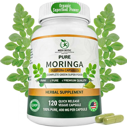 Bio Moringa Kapseln 800mg – Natürliche Energie, Immununterstützung & Darmgesundheit – Reich an Antioxidantien, Vitaminen & Aminosäuren – Nicht-GVO & Glutenfrei (120 Kapseln, 1er-Pack)