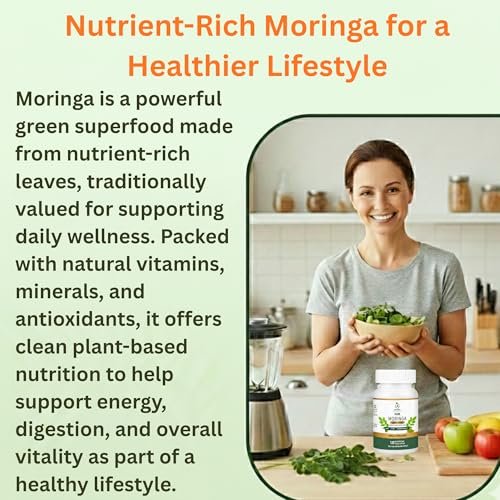 Bio Moringa Kapseln 800mg – Natürliche Energie, Immununterstützung & Darmgesundheit – Reich an Antioxidantien, Vitaminen & Aminosäuren – Nicht-GVO & Glutenfrei (120 Kapseln, 1er-Pack)